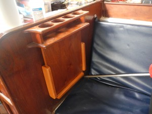 Galley table folded down